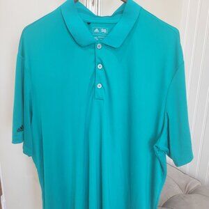 Men's Adidas Golf Polo Shirt 2XL Green Short Sleeve Athletic Logo